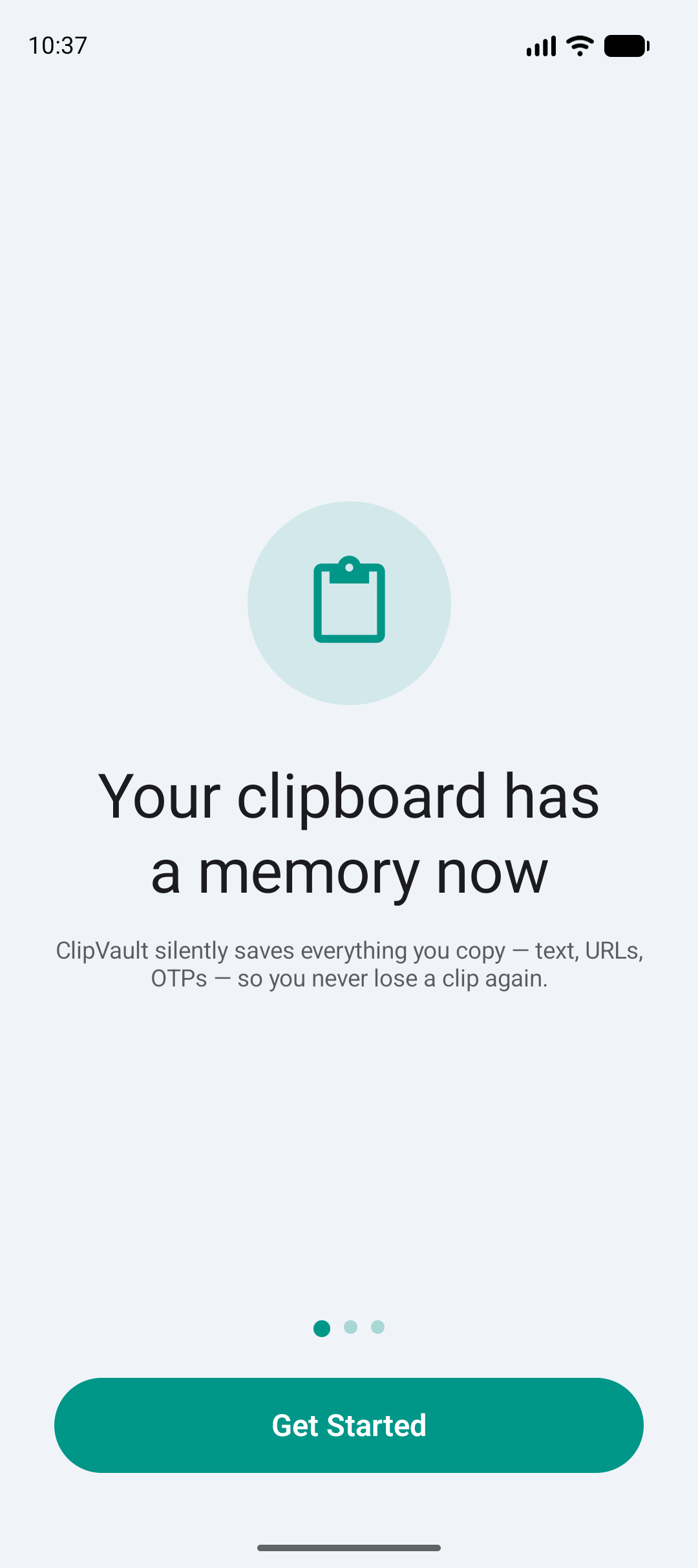 ClipVault onboarding welcome screen